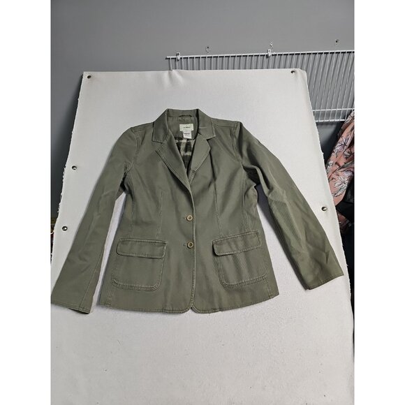 LL Bean Outdoor Womens Lined Blazer Jacket Size L Pockets 3 Button Double Breast - Picture 1 of 8